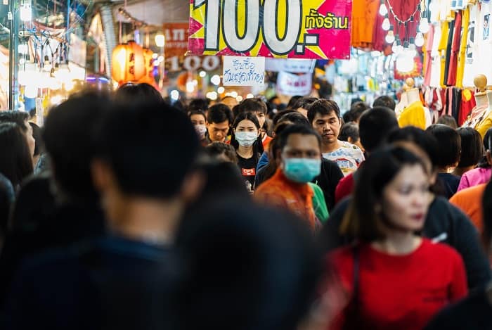 people in the street of Thailand