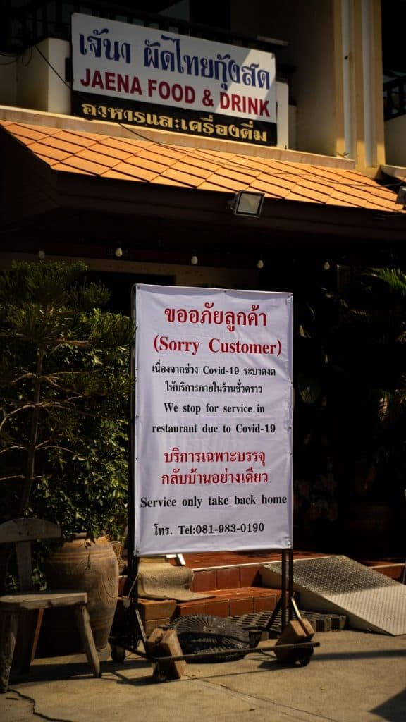 a restaurant was closed in Thailand